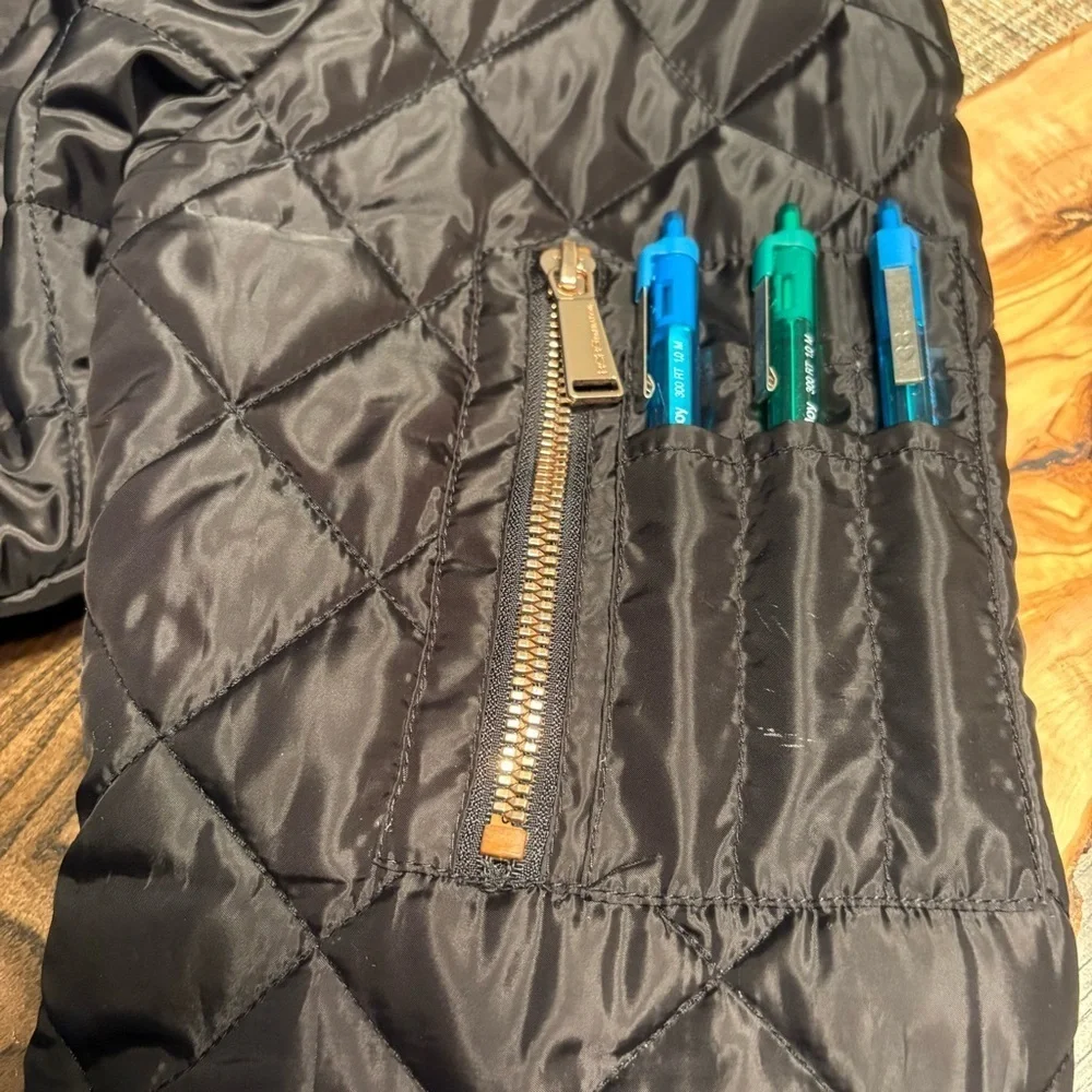 BCBGeneration Black Quilted Jacket with Vibrant Orange Lining Size large - Picture 7 of 9